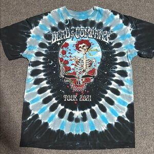 Liquid Blue Tie-Dye Skeleton Tee - Blue and Black